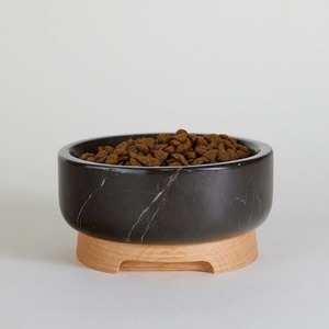 Ensemble de gamelles doubles pour chien en marbre noir de luxe avec inserts amovibles en acier inoxydable, station de nourriture et d'eau pour animaux de compagnie en pierre de qualité supérieure - Product Image 3