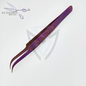 Pinzas para Extensión de Pestañas de Color Azul Bebé de Alta Calidad, Punta Curva de Acero Inoxidable, Pinzas para Volumen de Pestañas con Agarre de Diamante - Product Image 5