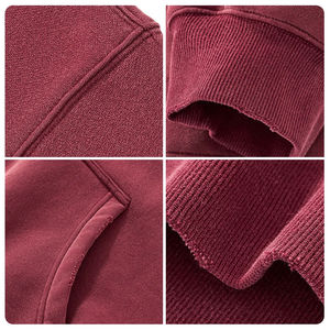 Sweat-shirts à capuche oversize pour hommes, personnalisables avec logo, à épaules tombantes, en molleton bouclette épais, style pull-over - Product Image 3