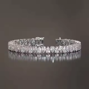 VVS Moissanite diamante pulsera 925 plata esterlina \ oro forma de pera CADENA DE TENIS \ pulsera Hip Hop joyería para regalo - Product Image 2