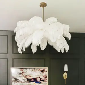 Hiện đại phong cách đương đại đèn chùm đà điểu lông LED ánh sáng mặt dây chuyền cho trong nhà trang trí nội thất cho phòng khách