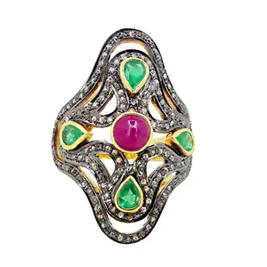 Natural Diamond Ring 925 Sterling Silver Ring Jewelry Diamond Silver Jewelry Emerald Ruby Gemstone Engagement Jewelry Supplier