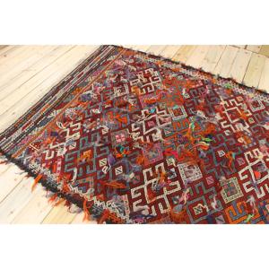 Grand tapis vintage 5,1x8,2 pieds, tapis turc en laine rouge à motifs floraux - Product Image 4
