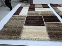 Tapis turc Adiva Shaggy en polyester fait main de Gaziantep, avec envers en latex, réversible, rectangulaire, pour salon, à poils longs
