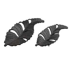 Aluminium Casted New Arrival Leaf Design <b>Tray</b> With <b>Black</b> Finish Decorative Aluminium <b>Tray</b> Metal Desserts Serving Bowl - Product Image 1