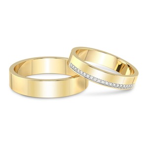 Classic Pair Diamond Band Set Lab Grown Diamond 0.10 Ct Tw 14K Solid Gold FG Color VS Clarity 21 Diamond Timeless <b>Ring</b> Duo - Product Image 2