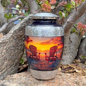 Beach <b>Urn</b> Designer Cremation <b>Urn</b> for Adult Ashes Metal Aluminium <b>Large</b> Size Funeral <b>Urns</b> Wholesale Supplies - Product Image 1