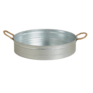 Galvanized Metal Serving <b>Tray</b> with Handles – Rustic Natural Finish <b>Kitchen</b> & Home Decor - Product Image 4