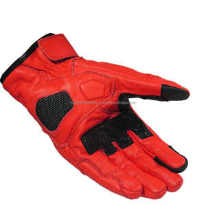 Gants de moto unisexes rétro en cuir de chèvre véritable perforé avec protection des articulations extensibles pour le cyclisme décontracté en extérieur - Product Image 3