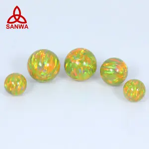 Kyocera 92 Multicolored Synthetic Opal Round Gemstones Beads In OP46 Golden Olive Yellow Green Best Price For Gemstone Jewelry