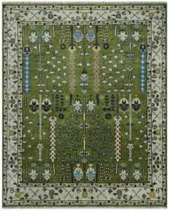 Tapis de prière Oushak vert abstrait fait à la main tapis 6x8/9x12 ensembles de tapis Commande minimum 1 pièce coton matériel pour salon - Product Image 5