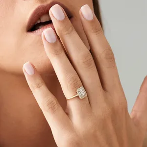 แหวนเพชรบาแกต14K 18K แหวนเพชรธรรมชาติสีทองภาพลวงตาการตั้งค่าการหมั้นงานแต่งงานแบบวินเทจที่มีเอกลักษณ์ - Product Image 5