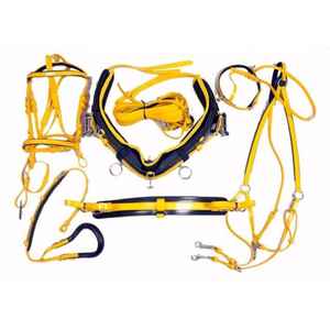 Harnais de cheval jaune et noir en PVC synthétique en cuir pour la vente au détail et en gros depuis l'Inde - Product Image 1