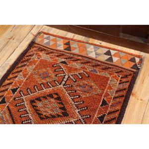 Tapis turc vintage, tapis de couloir 2,7x12,7 pieds, tapis en laine orange brun avec motifs de plantes et d'arbres - Product Image 5