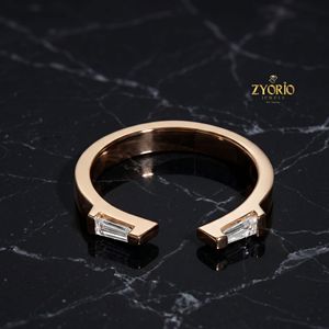 925 Sterling Silver Baguette Diamond <b>Open</b> <b>Ring</b> Minimalist Stackable Band Modern Fine Jewelry for Women - Product Image 1