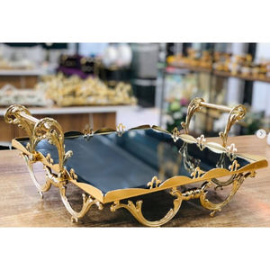 Plateau de service noir élégant Forme personnalisée pour les fournisseurs de restaurants d'hôtels Accessoires de serveurs Plateau à dessert - Product Image 5