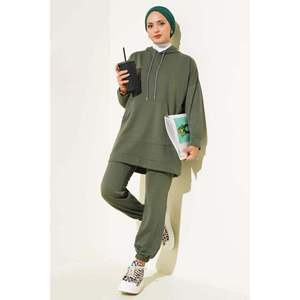 ชุดสีกากีมีฮู้ดยืดหยุ่นขา2ชิ้น - Product Image 2