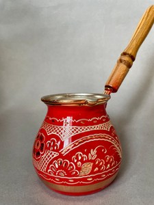 Cafetière turque en cuivre, design magnifique, motif floral rouge, vaisselle, tasse à café, décoration de table pour la maison, la cuisine, le restaurant, l'hôtel, les fêtes - Product Image 4