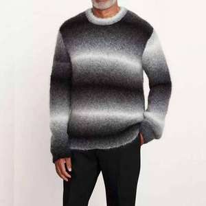 Pull en mohair pour hommes avec logo personnalisé Pull en tricot à motif jacquard flou Pull en tricot à col rond pour l'hiver Sweat à capuche brodé - Product Image 1