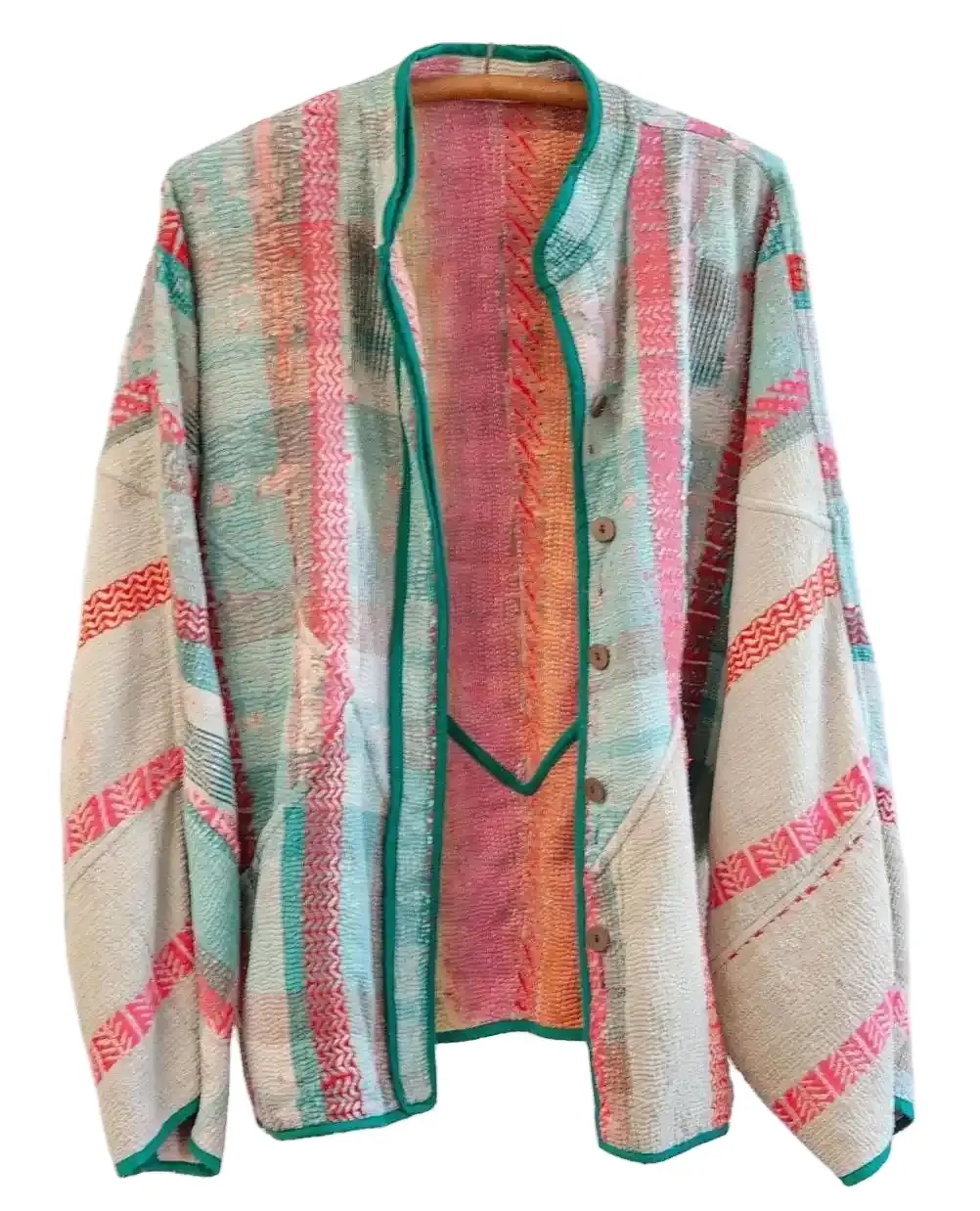 सर्वोत्तम गुणवत्ता वाली सुंदर कढ़ाई वाली विंटेज कांथा जैकेट नवीनतम महिला शॉर्ट जैकेट संग्रह रंग डिजाइनर कपड़े