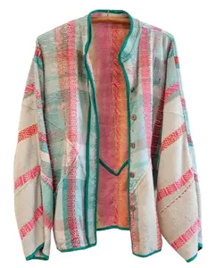 En kaliteli güzel nakış Vintage Kantha ceket son kadın kısa ceket koleksiyonu renk tasarımcısı giyim