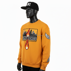 Sudadera de Forro Polar de Algodón Suave de 320 g/m² para Hombre, Color Mostaza, Logotipo Bordado Personalizado, Estilo Urbano Básico - Product Image 4