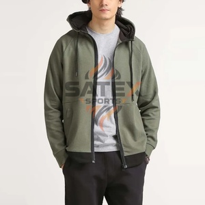 Sweats à capuche zippés pour hommes, logo personnalisé, 100% coton mélangé, basiques, vente en gros, prix bas, haute qualité, saison d'automne, couleur unie, teinture unie - Product Image 2