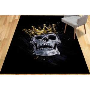 Tapis imprimé Skull King - Moderne, doux, noir, design 3D, tapis en velours - Product Image 1