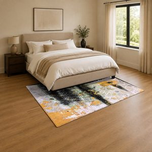 RUGS DEPOT LXDP-0583 Wholesale Terracotta Gold Contemporary Geometric Digital Printed Machine Washable Chenille Rug Non <b>Slip</b> - Product Image 3