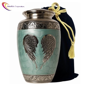 โกศบรรจุอัฐิรูปปีกนางฟ้าแกะสลักด้วยมือ สีสันสวยงาม ทำจากอะลูมิเนียมคุณภาพสูง สำหรับงานศพ งานฌาปนกิจ หรือเก็บอัฐิของผู้ใหญ่และสัตว์เลี้ยง - Product Image 5