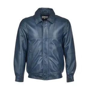 Premium Navy Nap Ferdinand Leather Jacket Stylish Men's Outerwear with Timeless Elegance and Superior Craftsmanship