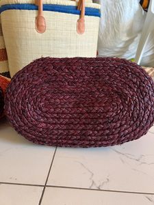 Sac à main en raphia tressé entièrement fait main, accessoire de mode écologique pour femme, broderie, pompon, nœud, fermeture éclair, pliable - Product Image 2