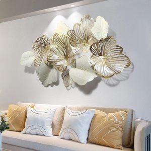 Home <b>Decor</b> Metal <b>Wall</b> Art <b>Leaves</b>, Modern Large <b>Wall</b> Sculptures Gold Flower <b>Wall</b> Hanging Artwork Decoration for Living Room - Product Image 6