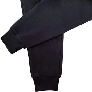 Pantalones de chándal casuales de lona de excelente calidad para fabricantes mayoristas, de cintura doble, lisos, de pierna recta acampanada, 100% algodón. - Product Image 3