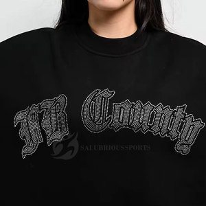 เสื้อสเวตเชิ้ตผู้ชายผ้าฝ้ายฟลีซสำหรับฤดูหนาว ประดับเพชรเทียม โลโก้แบบกำหนดเอง ดีไซน์หรูหรา ระบายอากาศได้ดี ป้องกันรอยยับ คอกลม - Product Image 4