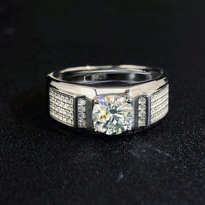 Anillo de Plata Premium para Hombre, con Diamantes Clásicos, Turquesa Natural, Patrón Geométrico, Bañado en Rodio, para Compromiso - Product Image 3