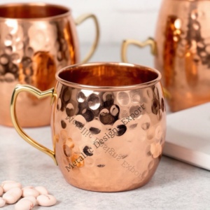 Mug en cuivre martelé de 16oz avec poignée en laiton orné Design artisanal pour cocktails personnalisés à boire - Product Image 3