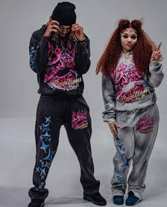 Conjunto Deportivo Informal de Invierno con Pedrería Personalizado Unisex, Dos Piezas, Ropa Deportiva, Fábrica OEM, 100% Algodón, Lujo Brillante, Moda - Product Image 1