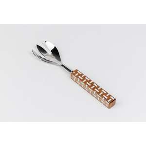 Ensemble de 2 cuillères à soupe et fourchettes à salade en acier inoxydable, couverts en métal avec manches en bois, design personnalisé, contact alimentaire sûr, utilisations domestiques et de cuisine - Product Image 3