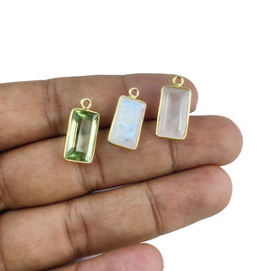 จี้พลอยรูปกุหลาบควอตซ์ทรงสี่เหลี่ยมผืนผ้า925จี้เงินสเตอร์ลิงสีทองจี้เวอร์มีิลสำหรับทำต่างหูและสร้อยคอ - Product Image 5