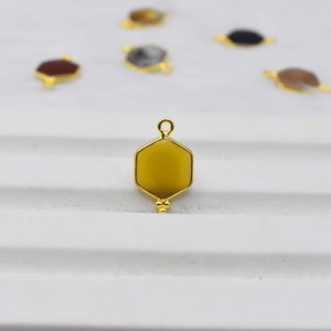 Yellow Chalcedony Bezel Charm 925 Sterling Silver Gemstone <b>Pendant</b> Hexagon Gold Vermeil Single <b>Bail</b> Stylish Jewelry Gift for Her - Product Image 2