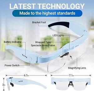 Lunettes loupe avec lumière led bandeau 5 avec lentilles détachables bandeau loupe verre pour travail rapproché passe-temps artisanat bijoux - Product Image 4
