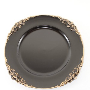 Placa de cargador negra con rollo dorado adornado y diseño de borde barroco con cuentas - Product Image 2