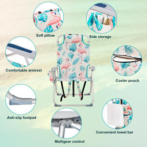 Chaise de plage Flamingo en tissu Oxford renforcé, tube en aluminium blanc argenté, capacité de charge de 100 kg - Product Image 3