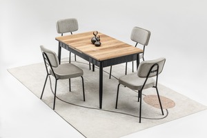 Elegante y Moderno Juego de Comedor de 1 Mesa y 6 Sillas con Acero Inoxidable para Mejorar la Cocina y la Villa - Product Image 2