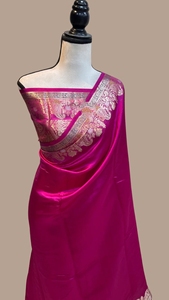 Saris de seda brocados hechos a medida con bordes personalizados disponibles color amarillo brillante ideal para reventa para bodas - Product Image 3