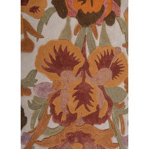Tapis en laine et viscose tuftés à la main Nebulora Ivory, rectangulaires de 4 m, motif floral rayé pour couloir, salon, 10 mm de hauteur de poils - Product Image 3