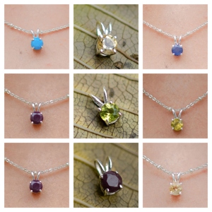 Minuscule rond Citrine pierres précieuses broche ensemble pendentif à breloque collier 18 pouces chaîne délicate bijoux pierre de naissance breloques pour les femmes - Product Image 3