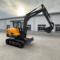 Mini-pelle sur chenilles 6 tonnes avec moteur hydraulique allemand de qualité supérieure, cabine climatisée, conforme aux normes EPA Tier 4 Euro V