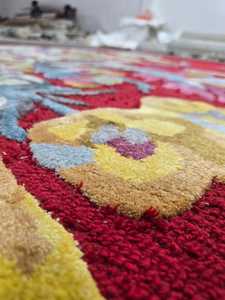 Tùy Chỉnh Len Handtufted Phương Đông Màu Đỏ Hiện đại Hoa Mô Hình Khu Vực Thảm Kích Thước Mới Tùy Chọn Có Sẵn Vòng Tròn Thiết Kế Thảm - Product Image 3